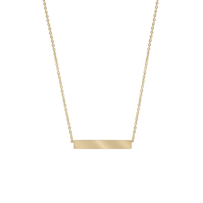 Horizontal Engravable Bar Necklace (14K) main - Lucky Diamond - New York
