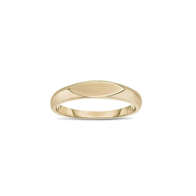 Horizontal Marquise Signet Ring (14K) Lucky Diamond - New York