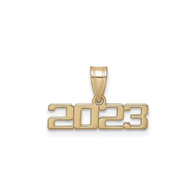 Horizontal Year 2023 Graduation Pendant (14K) front - Lucky Diamond - New York