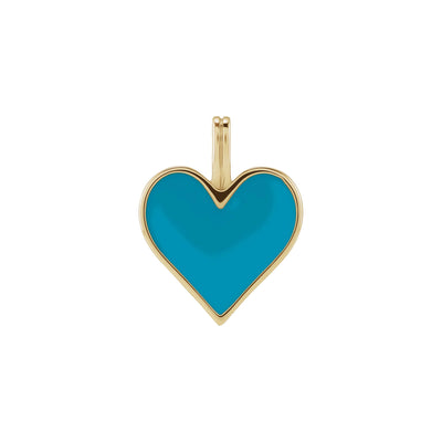 Blue Enamel Heart Pendant (14K) front - Lucky Diamond - New York