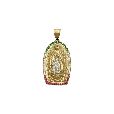 Iced Guadalupe Mexican Shrine Pendant small (14K) front - Lucky Diamond - New York