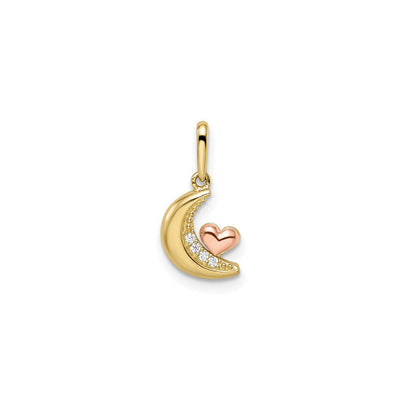 Icy Moon with Heart Pendant (14K) front - Lucky Diamond - New York
