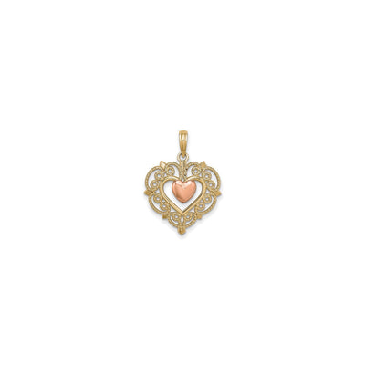 Lace Framed Heart Pendant (14K) front - Lucky Diamond - New York