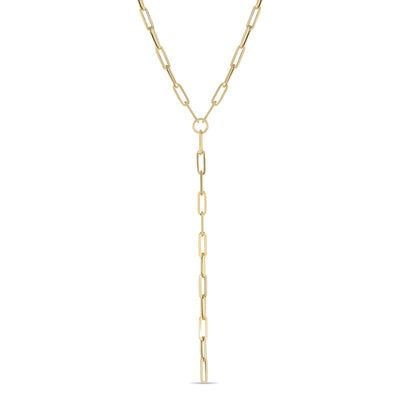 Lariat Paperclip Necklace (14K) front - Lucky Diamond - New York
