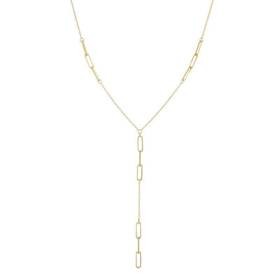 Lariat Scattered Paperclip Necklace (14K) front - Lucky Diamond - New York