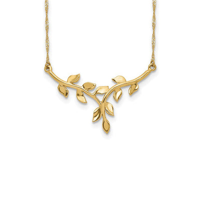 Leafy Lariat Necklace (14K) main - Lucky Diamond - New York