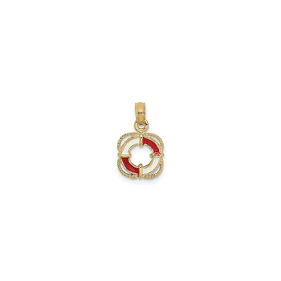 Life Ring with Rope Enamel Pendant (14K) front - Lucky Diamond - New York