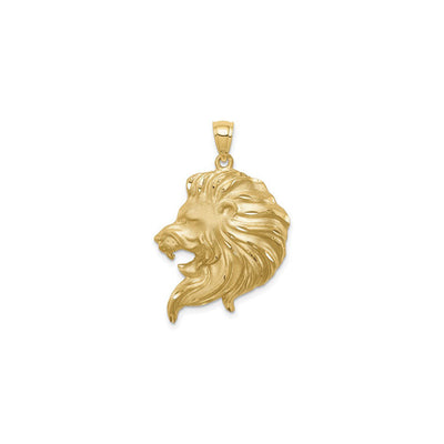 Lion Head Brushed Finish Pendant (14K) front - Lucky Diamond - New York