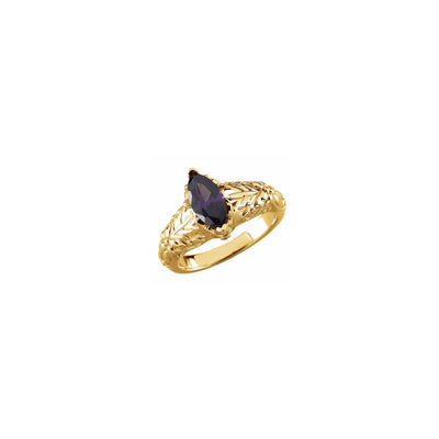 Marquise Amethyst and Diamond Accented Leaf Ring (14K) main - Lucky Diamond - New York