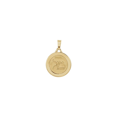 Mazel Good Luck Round Medal Pendant (14K) front - Lucky Diamond - New York