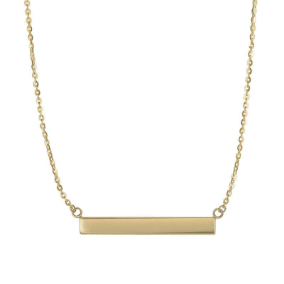 Mini Horizontal Engravable Bar Necklace (14K) main - Lucky Diamond - New York