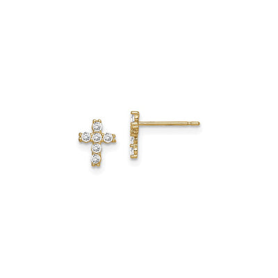 Mini Icy Cross Stud Earrings (14K) main - Lucky Diamond - New York