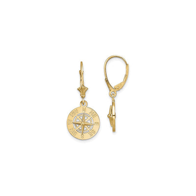 Mini Nautical Compass Leverback Earrings (14K) main - Lucky Diamond - New York