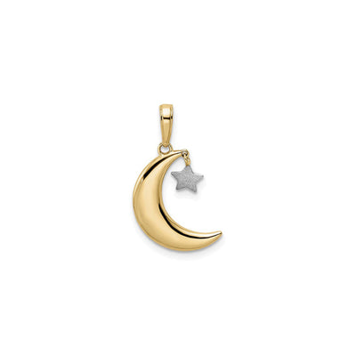 Moon with Dangling Star Pendant (14K) front - Lucky Diamond - New York