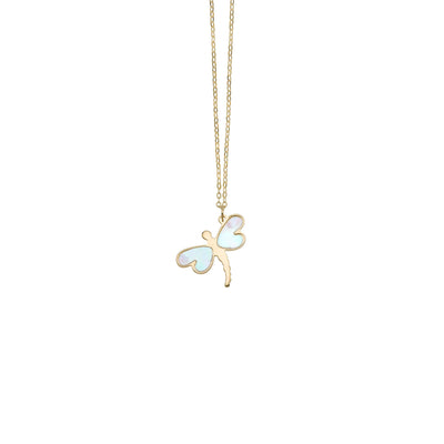 Mother of Pearl Dragonfly Necklace (14K) main - Lucky Diamond - New York