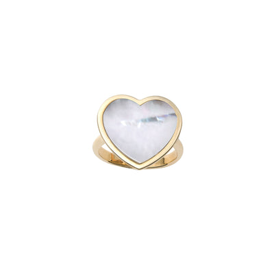 Mother of Pearl Heart Ring yellow (14K) front - Lucky Diamond - New York