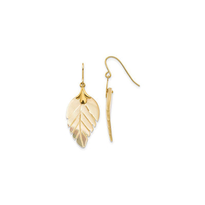 Mother of Pearl Leaf Dangling Earrings (14K) main - Lucky Diamond - New York