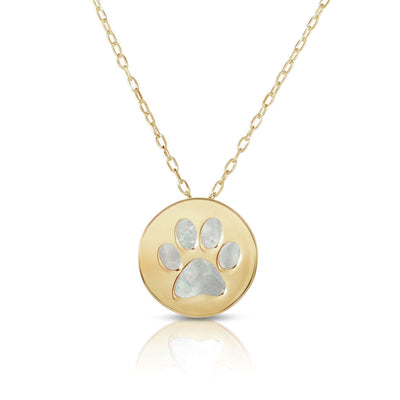 Mother of Pearl Paw Medallion Necklace (14K) main - Lucky Diamond - New York