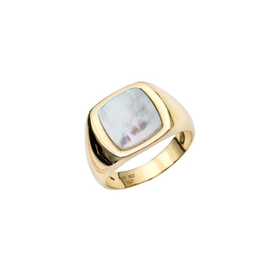 Mother of Pearl Signet Ring (14K) main - Lucky Diamond - New York