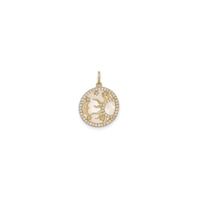 Mother of Pearl Sun and Moon Disc Pendant (14K) front - Lucky Diamond - New York