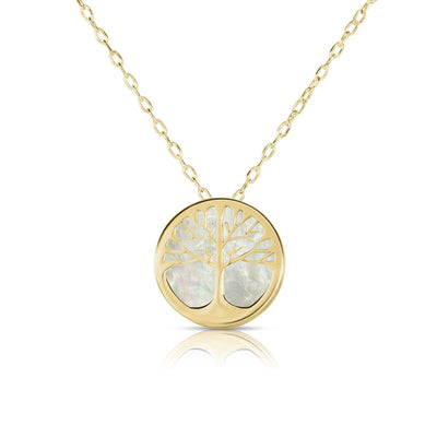 Mother of Pearl Tree of Life Medallion Necklace (14K) main - Lucky Diamond - New York