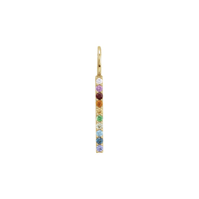 Multi-Gemstone Rainbow Bar Pendant (14K) front - Lucky Diamond - New York