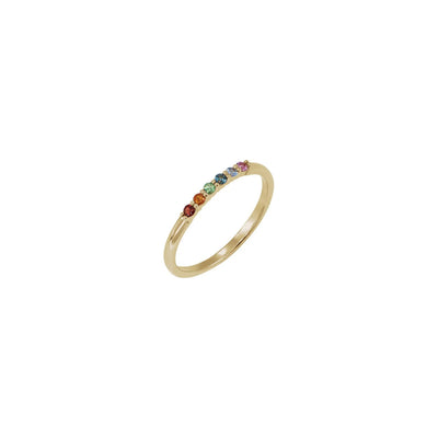 Natural 6 Gemstones Rainbow Stackable Ring (14K) main - Lucky Diamond - New York