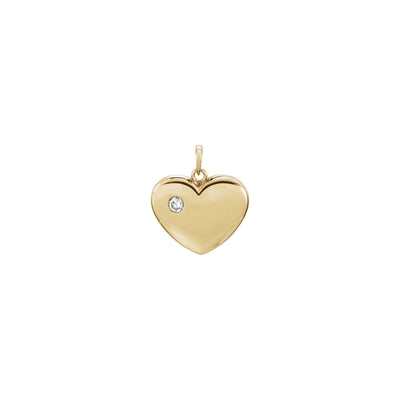 Natural Diamond  Puff Heart Pendant (14K) front - Lucky Diamond - New York