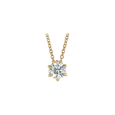 Natural Diamond Solitaire Claw Prong Necklace (14K) front - Lucky Diamond - New York