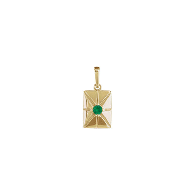 Natural Emerald Starburst Rectangular Bar Pendant (14K) front - Lucky Diamond - New York