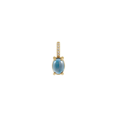 Natural London Blue Topaz and Diamond Pendant (14K) front - Lucky Diamond - New York