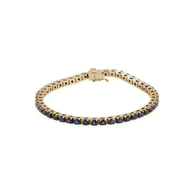 Natural Round Blue Sapphire Line Bracelet (14K) main - Lucky Diamond - New York