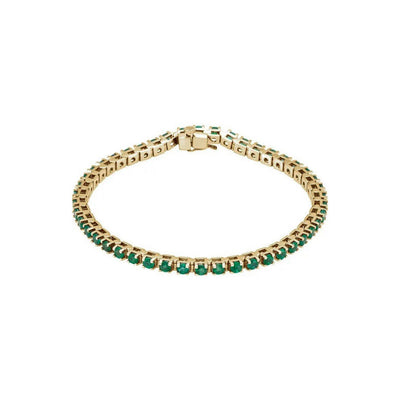 Natural Round Emerald Line Bracelet (14K) main - Lucky Diamond - New York
