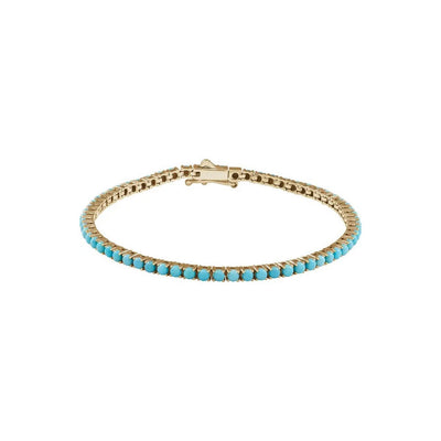 Natural Round Turquoise Line Bracelet (14K) main - Lucky Diamond - New York