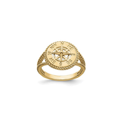 Nautical Compass Rope Ring yellow (14K) main - Lucky Diamond - New York