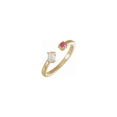 Opal and Pink Tourmaline Open Ring (14K) main - Lucky Diamond - New York
