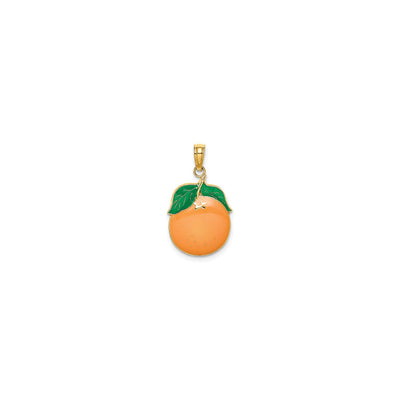 Orange Enamel Pendant (14K) front - Lucky Diamond - New York