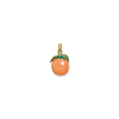 Orange Enameled 3D Pendant (14K) front - Lucky Diamond - New York