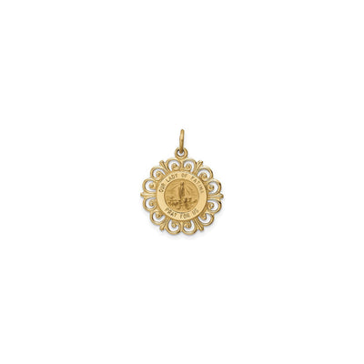 Ornamented Our Lady of Fatima Round Solid Medal (14K) front - Lucky Diamond - New York
