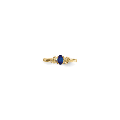 Oval Blue Sapphire Curve Accent Ring (14K) front - Lucky Diamond - New York