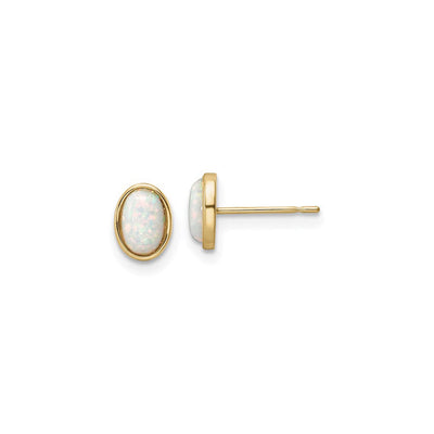 Oval Cut Opal Friction Stud Earrings (14K) main - Lucky Diamond - New York
