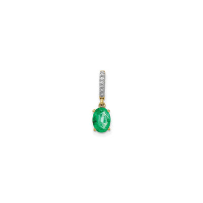 Oval Emerald and Diamond Bail Pendant (14K) front - Lucky Diamond - New York