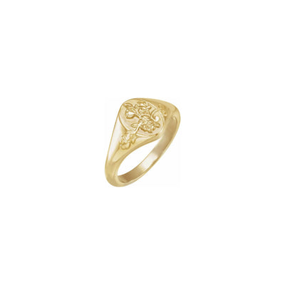 Oval Floral Signet Ring yellow (14K) front - Lucky Diamond - New York