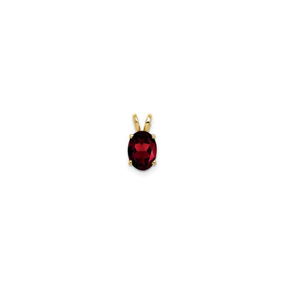 Oval Red Garnet Pendant (14K) front - Lucky Diamond - New York