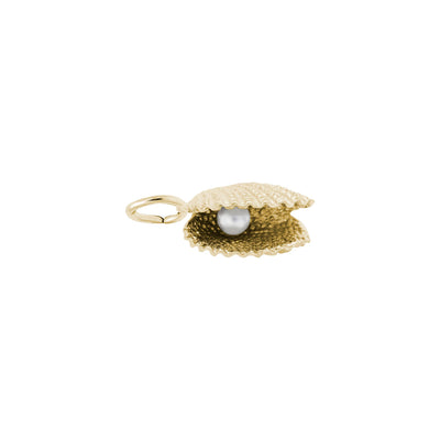 Oyster Shell with Pearl Charm yellow (14K) main - Lucky Diamond - New York