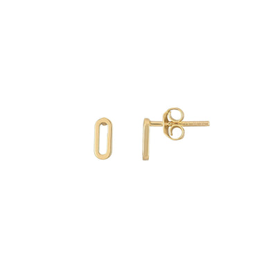 Paperclip Stud Earrings yellow (14K) front - Lucky Diamond - New York