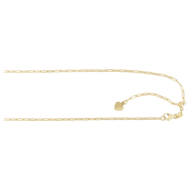 Paperclip with Heart Tag Adjustable Chain yellow (14K) main - Lucky Diamond - New York
