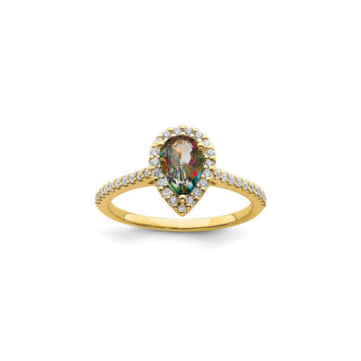 Pear-Cut Mystic Fire Diamond Halo Engagement Ring (14K) main - Lucky Diamond - New York