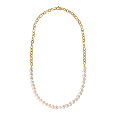 Pearl and Rolo Combination Necklace (14K) main - Lucky Diamond - New York