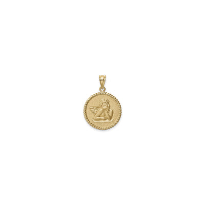 Pensive Cherub Braided Round Medal Pendant (14K) front - Lucky Diamond - New York